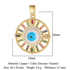 Brass Micro Pave Cubic Zirconia Pendants&nbsp;ZIRC-OY001-36G