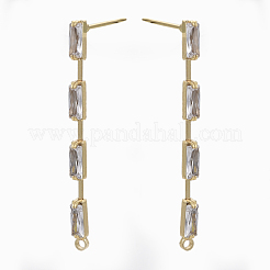 Brass Clear Cubic Zirconia Stud Earring Findings&nbsp;X-KK-N232-13-NF