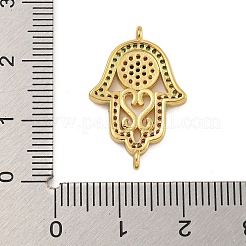 Rack Plating Brass Micro Pave Cubic Zirconia Religion Hamsa Hand Connector Charms&nbsp;KK-C074-55G