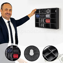 15-Grid Bamboo Wall-Mounted Tie Organizer Holder with 6 Adjustable Dividers&nbsp;AJEW-WH0609-920A