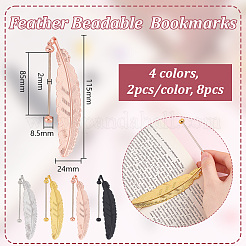 8Pcs 4 Colors Zinc Alloy Beadable Bookmarks&nbsp;AJEW-GO0002-15
