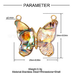 304 Stainless Steel & Abalone Shell Paua Shell Pendants&nbsp;STAS-A26-04-04