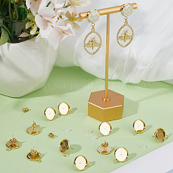 8 Pairs Brass Stud Earring Settings&nbsp;DIY-BBC0001-40