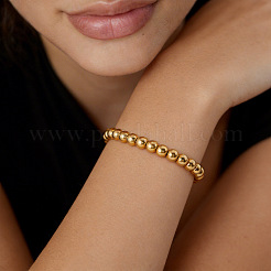 5MM 304 Stainless Steel Round Beaded Stretch Bracelets for Women&nbsp;SY4959-3