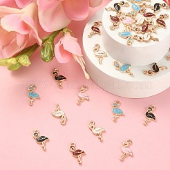 50Pcs 5 Colors Light Gold Plated Alloy Enamel Pendants&nbsp;ENAM-CJ0003-69