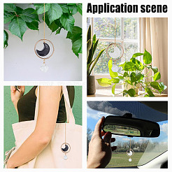 2Pcs Moon Natural Quartz Crystal & Obsidian & Glass Round Pendant Decoration&nbsp;HJEW-DR00186