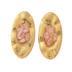 Oval Stainless Steel Stud Earrings&nbsp;EJEW-D303-01G-04