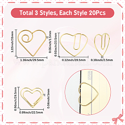 60Pcs 3 Styles Heart Iron Paper Clips&nbsp;AJEW-SP0003-01