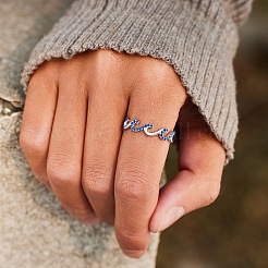 Wave Shaped 925 Sterling Silver Micro Pave Cubic Zirconia Finger Rings&nbsp;FS-WGA19D0-04