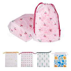 60Pcs 4 Style Plastic Frosted Drawstring Bags&nbsp;ABAG-FW0001-03