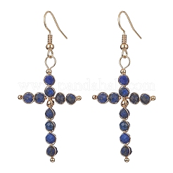 Natural Mixed Stone Cross Dangle Earrings&nbsp;EJEW-JE05289