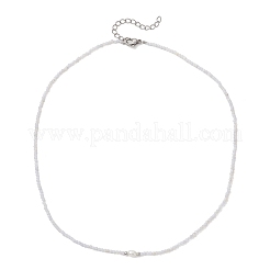 2MM Faceted Round Natural Blue Lace Agate Beaded Necklaces&nbsp;NJEW-JN05918-03