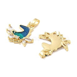 Brass Enamel Micro Pave Cubic Zirconia Pendants&nbsp;KK-M325-04G