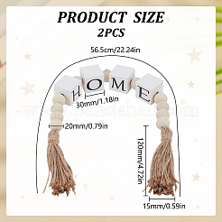 Wood Beaded Garland with Jute Cord Tassels&nbsp;DJEW-WH0042-68A