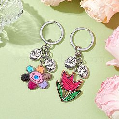 2Pcs Acrylic Flower Pendant Keychain&nbsp;KEYC-JKC00992