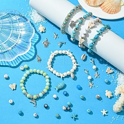 DIY Ocean Theme Synthetic Turquoise & Glass Beads Jewelry Making Finding Kits&nbsp;DIY-YW0010-95