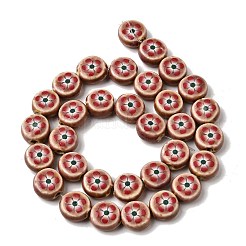 Flat Round Handmade Floral Porcelain Beads&nbsp;PR-CBA03B0-02B