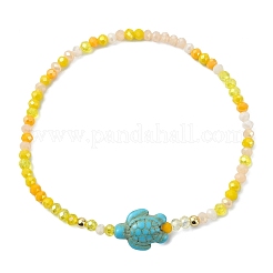 Abacus Glass & Dyed Synthetic Turquoise Beads Stretch Bracelets for Women&nbsp;BJEW-JB13812-02