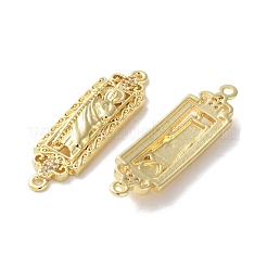 Rack Plating Brass Clear Cubic Zirconia Saint Connector Charms&nbsp;KK-C084-36C-G