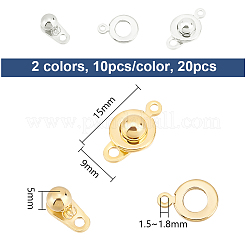 20Pcs 2 Colors 201 Stainless Steel Snap Clasps&nbsp;STAS-UN0052-99
