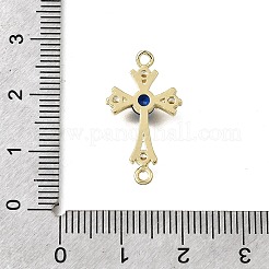 Religion Brass Pave Blue Cubic Zirconia Connector Charms&nbsp;KK-G602-07G-08