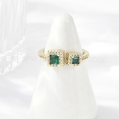 Brass Micro Pave Cubic Zirconia Cuff Rings&nbsp;RJEW-S400-17B-G