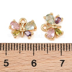Brass Micro Pave Colorful Cubic Zirconia Charms&nbsp;CU-CBA804C-21G