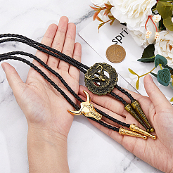 2Pcs 2 Style Adjustable Vintage PU Leather Bolo Ties&nbsp;NJEW-HY0001-01