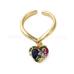 Brass Micro Pave Cubic Zirconia Open Cuff Rings for Women&nbsp;RJEW-U057-22B-G