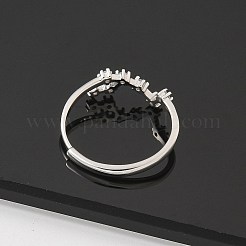 Constellations Rhodium Plated 925 Sterling Silver Micro Pave Clear Cubic Zirconia Adjustable Rings for Women&nbsp;RJEW-P130-01P-H