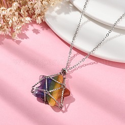 Tarnish Resistant 304 Stainless Steel Cable Chain Macrame Pouch Empty Stone Holder for Pendant Necklaces Making&nbsp;NJEW-TA00118-02
