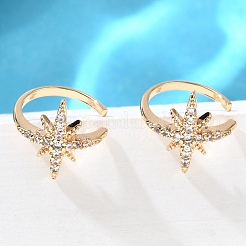 Brass Clear Cubic Zirconia Cuff Earrings&nbsp;EJEW-Q025-05G