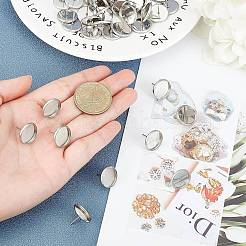 200Pcs Flat Round 304 Stainless Steel Stud Earring Settings&nbsp;STAS-UN0046-79