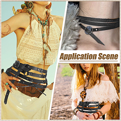 2Pcs 2 Styles Vintage Imitation Leather Layered Waist Belts with Alloy Curb Chain Tassel&nbsp;AJEW-HY0003-02A