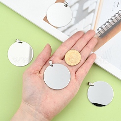 Non-Tarnish 201 Stainless Steel Flat Round Mirror Polished Finish Stamping Blank Tag Pendants&nbsp;STAS-S030-10