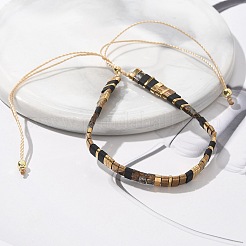 Vintage Ethnic Style Adjustable Glass Tila Beaded Handmade Slider Bracelets for Women&nbsp;ZN9527-12