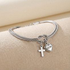 Mother's Day 304 Stainless Steel Snake Chain Double-layered Bracelets&nbsp;WG6C8B3-02