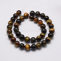 Natural Yellow Blue Tiger Eye(Dyed & Heated) Bead Strands&nbsp;G-P230-06-6mm