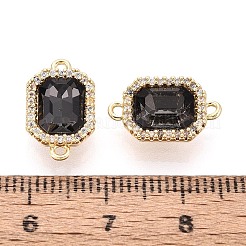 Brass Micro Pave Clear Cubic Zirconia and Glass Connector Charms&nbsp;KK-N287-28G