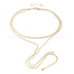 Brass Flat Snake Chains Double Layered Necklaces&nbsp;NJEW-P289-08G