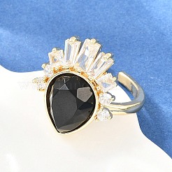 Brass with Natural Obsidian Finger Rings&nbsp;GG-CBACC2B-07G-09