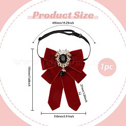 Polyester Bow Tie with Alloy Glass Brooch&nbsp;AJEW-WH0481-784C