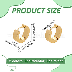 6 Pairs 2 Colors 304 Stainless Steel Huggie Hoop Earrings&nbsp;EJEW-GO0001-07