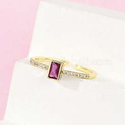 Brass Micro Pave Cubic Zirconia Cuff Rings&nbsp;RJEW-S400-16A-G