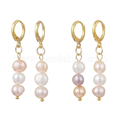 Round Natural Cultured Freshwater Pearl Leverback Earrings&nbsp;EJEW-JE06971