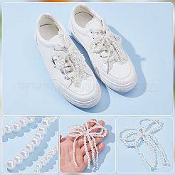 8Pcs 4 Styles Plastic Imitation Pearl Bowknot Shoe Charms&nbsp;AJEW-WR0002-68