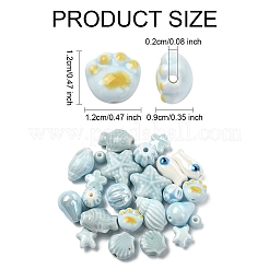24Pcs 12 Styles Blue Color Theme Glazed Porcelain Beads&nbsp;PORC-YW0001-40