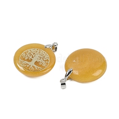Natural & Synthetic Mixed Gemstone Flat Round Pendants&nbsp;G-Q188-01P