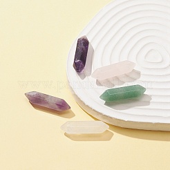 5Pcs 5 Styles Natural Mixed Gemstone Double Terminal Pointed Pendants&nbsp;G-FS0005-57