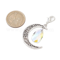 Alloy Moon & Glass Pendant Decorations&nbsp;HJEW-JM02689-02